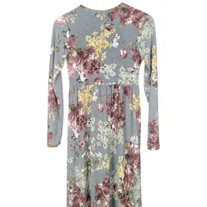 Bellamie Gray Floral Print Long Sleeve Maxi‎ Dress Women's S thumbnail 6