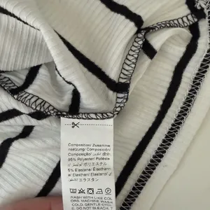 Shein Striped Top White Black Contrast Ribbed Fitted Long Sleeve thumbnail 11
