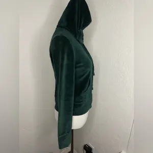 Gazoz USA Forest Green Velour Zip-Up Hoodie Small thumbnail 2