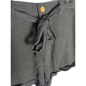 Show Me‎ Your Mumu Women's L Hadley High Rise Linen Shorts Black Coastal Casual thumbnail 2