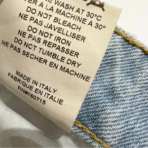 Retrofête Maeve Distressed Denim Mini Skirt Asymmetric Light Wash L thumbnail 5