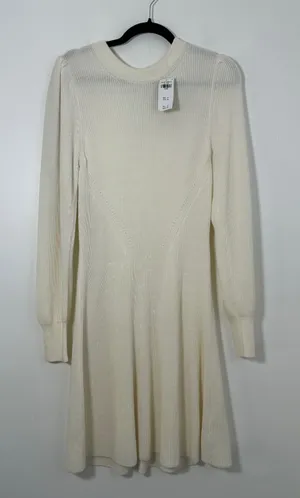 NEW Abercrombie & Fitch Size Large Cream Ribbed Knit Long-Sleeve Dress Boho NWT thumbnail 1