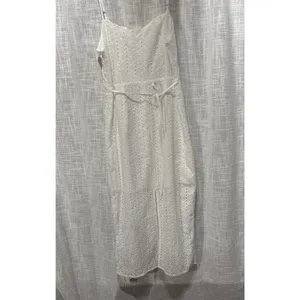 Commense White Eyelet Lace Maxi Dress Spaghetti Strap Summer Beach Boho Size M thumbnail 9