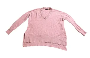 Banana Republic Pink V-Neck High-Low Slit Oversized Knit Sweater M thumbnail 1