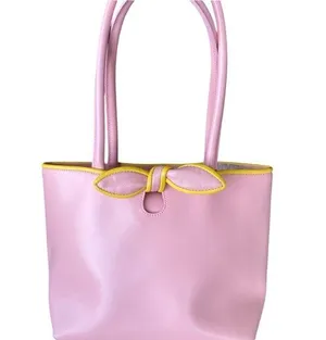 Furla Vintage Y2K Pink & Yellow Bow Tote/Shoulder Bag Elegant Structured Design thumbnail 1