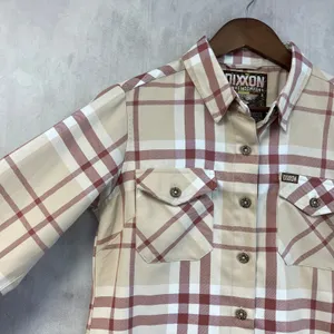 Dixxon Flannel Company The Burleigh Plaid Shirt Women Medium Tan‎ Red Minimalist thumbnail 6