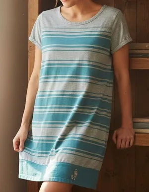Disney Parks Gray Blue Striped Mickey Mouse T-Shirt Dress‎ thumbnail 1