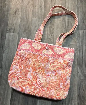 Vintage Vera Bradley Retired Sherbet Paisley Quilted Tote Bag Shoulder Purse thumbnail 1