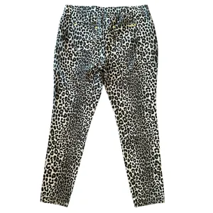 NWT Michael Kors Gray Leopard Print Stretch Skinny Jeans Cotton Blend Size XL thumbnail 5