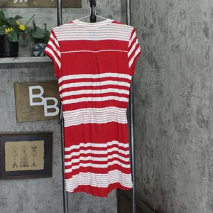 NWT As U Wish Juniors Striped Drawstring T-Shirt Dress Red Stripe L thumbnail 4