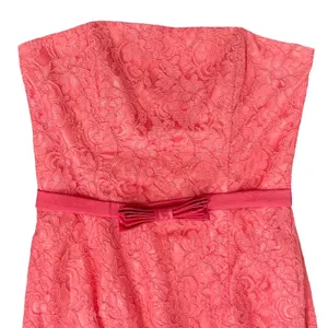 Vintage Jessica McClintock Pink Floral Lace Strapless Mermaid Maxi Dress size 10 thumbnail 12