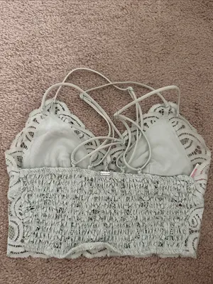 Lace Bralette Crop Top - Light Green thumbnail 2