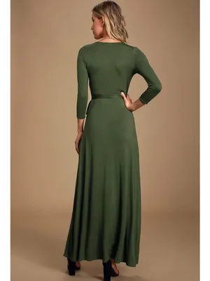 NWT Lulus Garden District Olive Green Wrap Maxi Dress - Size: Small thumbnail 8