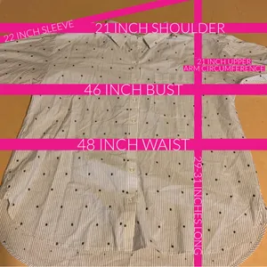 Loft Gray, Black & White Stripes & Polka-Dot Cotton Button Down Top (L) thumbnail 10
