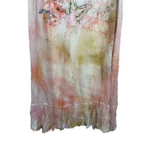 Fairycore Whimsical Butterfly Boho Floral Maxi Dress Crinkle Sheer Romantic XL thumbnail 3