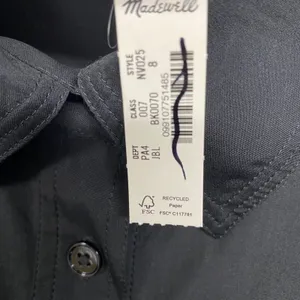 Madewell Dress 8 Black Seamed Long Sleeve Mini Poplin Shirtdress Pockets‎ NV025 thumbnail 5