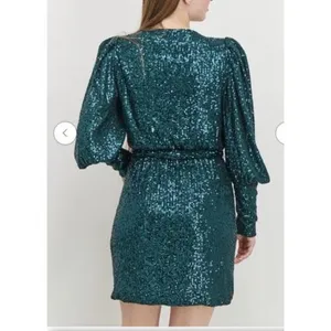 NEW AQUA Belted Sequin Dress GREEN emerald SMALL Formal Cocktail party thumbnail 4