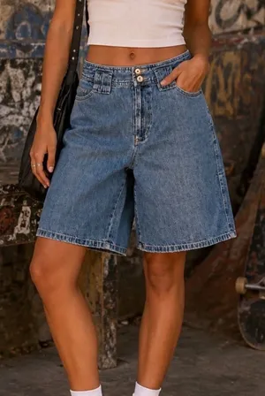 Vintage 90s White Stag Blue Denim Jorts Cargo Utility Shorts V-Notch Waistband thumbnail 1