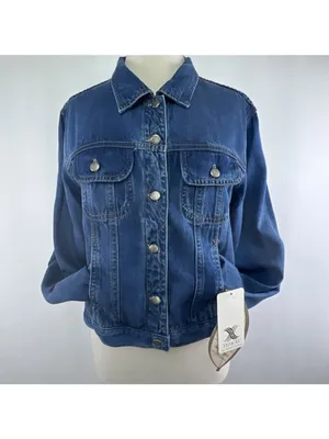 Natural Origins Sz LP Lyocell Blue Jean Denim Button Up Trucker Jacket USA Made thumbnail 3