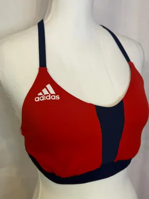 adidas Red and Navy Performance Sports Bra thumbnail 6