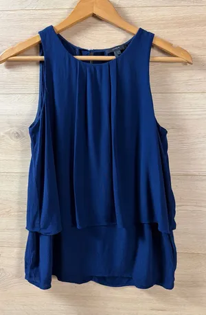 J. Crew Sleeveless Layered Navy Blue Top Size 2 thumbnail 1