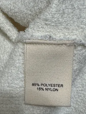 Marled Cream Bouclé Fuzzy Cardigan with Black Trim Minimalist Preppy size M thumbnail 7