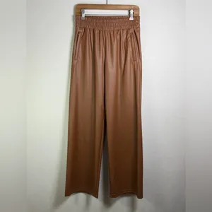 OFFLINE by Aerie Women’s Faux Leather Wide Leg Pull-On Pants Tan Brown Sz S NWT thumbnail 2