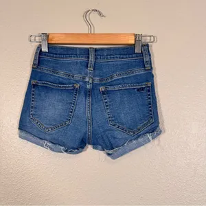 Hollister Blue Mid Rise Jean Shorts Womens 23 3in Denim Distressed Summer Beachy thumbnail 3