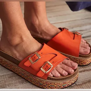 Free People Vibrant Orange Buckle Sandals thumbnail 1