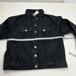 Madewell Oversized Jean‎ Jacket Womens XS Black Lunar Wash 100% Cotton M4230 NEW thumbnail 8