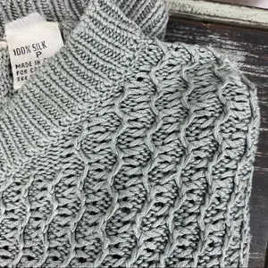 100% Silk Vintage Gray Woven Long Sleeve Sweater by Brett Harrison P S thumbnail 5