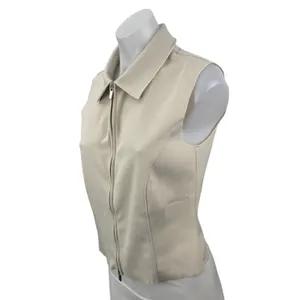 MNG Mango Women's White Cream Ivory Sleeveless Full Zip Blouse Shirt Top Size M thumbnail 3