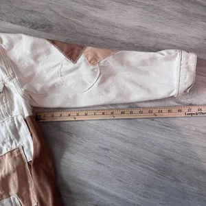 Urban Outfitters BDG Adult/Women’s Patchwork White Denim Jean Jacket L thumbnail 9