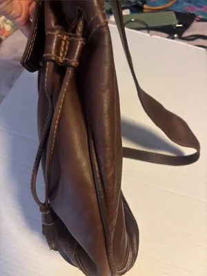 CARTUJANO de ESPANA VINTAGE DARK BROWN LEATHER DRAWSTRING BUCKET BAG thumbnail 12