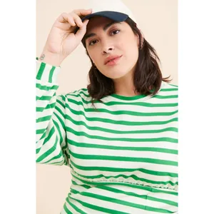 Maeve Anthropologie Green White Striped Corset-Waist 2X Sweatshirt Top OP1682588 thumbnail 8