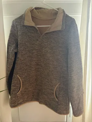 Brown Quarter Zip Sweatshirt Women’s Size L thumbnail 1
