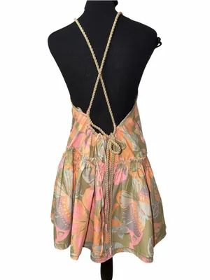 Free people Floral Print Drop Waist Mini Backless Dress(Size XS) thumbnail 3