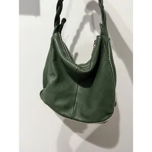 Plinio‎ Visona Italy Green Satchel Genuine Leather Oversized Handbag F thumbnail 9