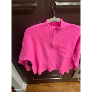 Lou & Grey neon pink quarter-zip pullover sweater women's large‎ thumbnail 2
