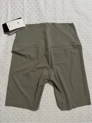 Nike Olive Green Ribbed High-Rise Biker Shorts thumbnail 2