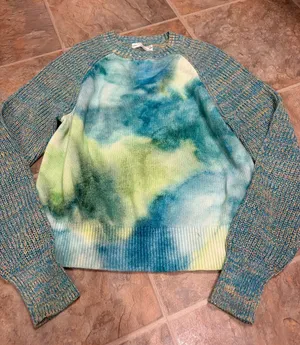 Anthropologie Blue & Green Tie-Dye Raglan Sweater small thumbnail 1