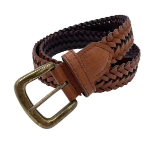 Vintage 90s Leather Woven Braided Belt Women's Size 6/8 Bohemian Western Cowgirl thumbnail 1