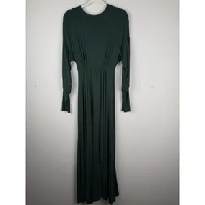 24seven Comfort Apparel Bishop Sleeves‎ Maxi Dress Women's Large Green Stretch thumbnail 3