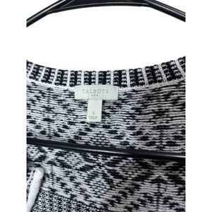 Talbots Cardigan Sweater Womens Small‎ Black White Striped Zip Up Knit thumbnail 6