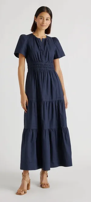 Quince 100% Organic Cotton Poplin Tiered Maxi Dress, Size XS thumbnail 1