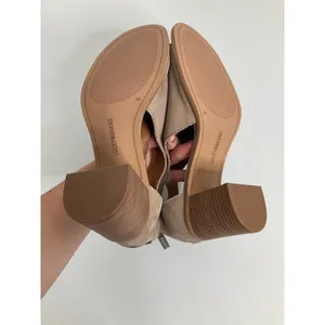 Lucky Brand Taupe Leather Cutout Peep Toe Block Heel‎ Booties Sandals Womens 8M thumbnail 6