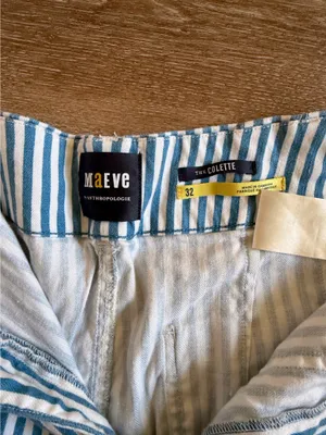 Anthropologie Colette Crop Pants Blue Stripe thumbnail 2