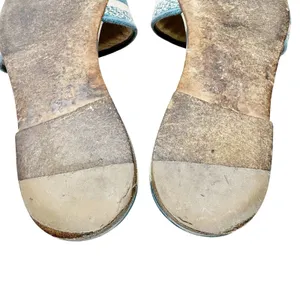 Christian Dior Dway Slides Deep Ocean Blue White Striped Canvas Sandals 37.5 thumbnail 10