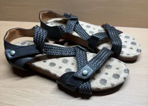 Drexlite Ardell Black Strappy Sandals Size‎ 9M Braided Comfort Cork Footbed Boho thumbnail 1