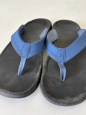 Olukai Ohana flip flops Sandals Blue Black Women’s Size 9 thumbnail 3